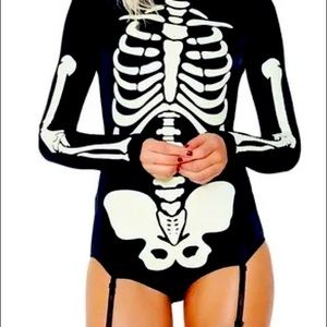 DollsKill glow in the dark skeleton bodysuit/garter